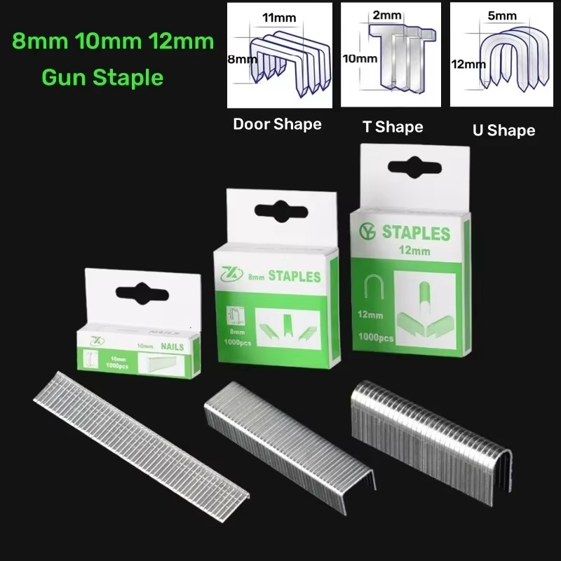 Stapler Heavy Duty - 1000PC U/T/ドア型ステープルブラッド爪 8/10/12 ミリメートル家具室内装飾用ステープルガン 3-in-1 ホッチキスマシンアクセサリー
