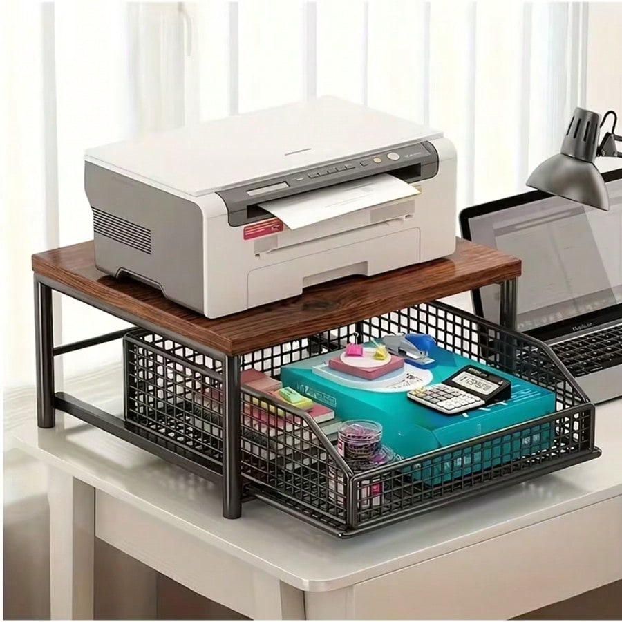 ONESIMCR プリンタースタンド。2段の木製収納棚付きの - Commercial Book Printing Machines のレビューと価格