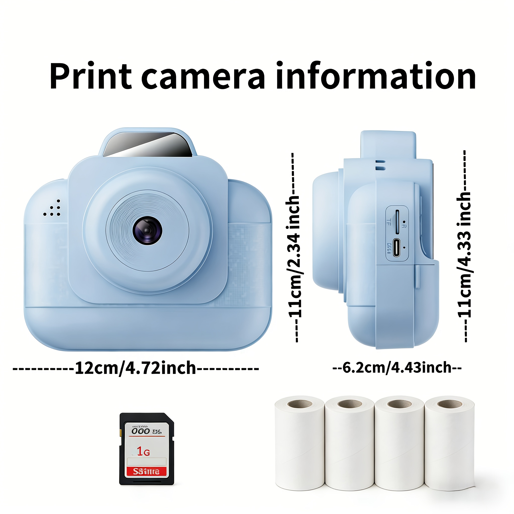 ポータブルフォトプリンター（ブルー）充電式バッテリーと4ロー - Photo Printer のレビューと価格